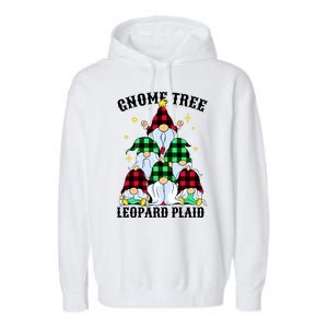 Leopard Plaid Gnome Christmas Tree Garment-Dyed Fleece Hoodie