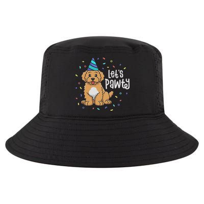 Lets Pawty Goldendoodle Dog Themed Birthday Party Outfit Cool Comfort Performance Bucket Hat