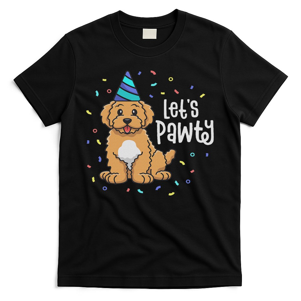 Lets Pawty Goldendoodle Dog Themed Birthday Party Outfit T-Shirt