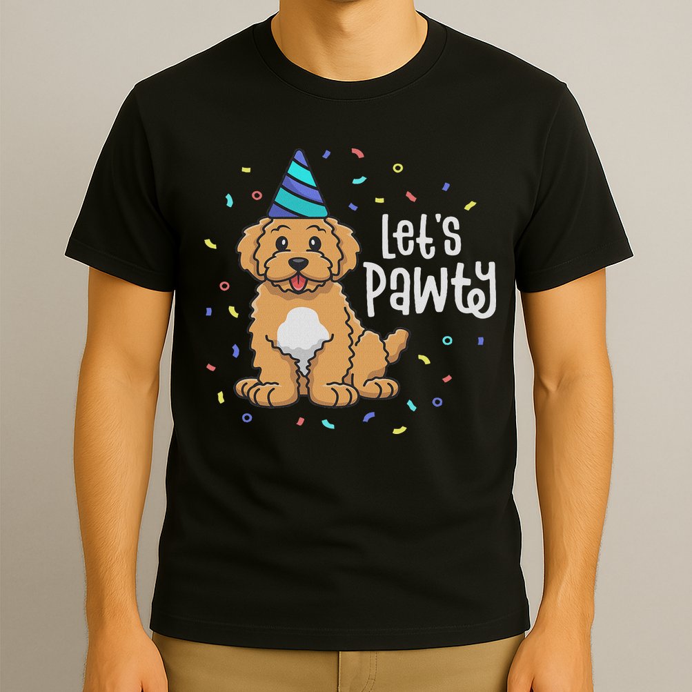 Lets Pawty Goldendoodle Dog Themed Birthday Party Outfit T-Shirt