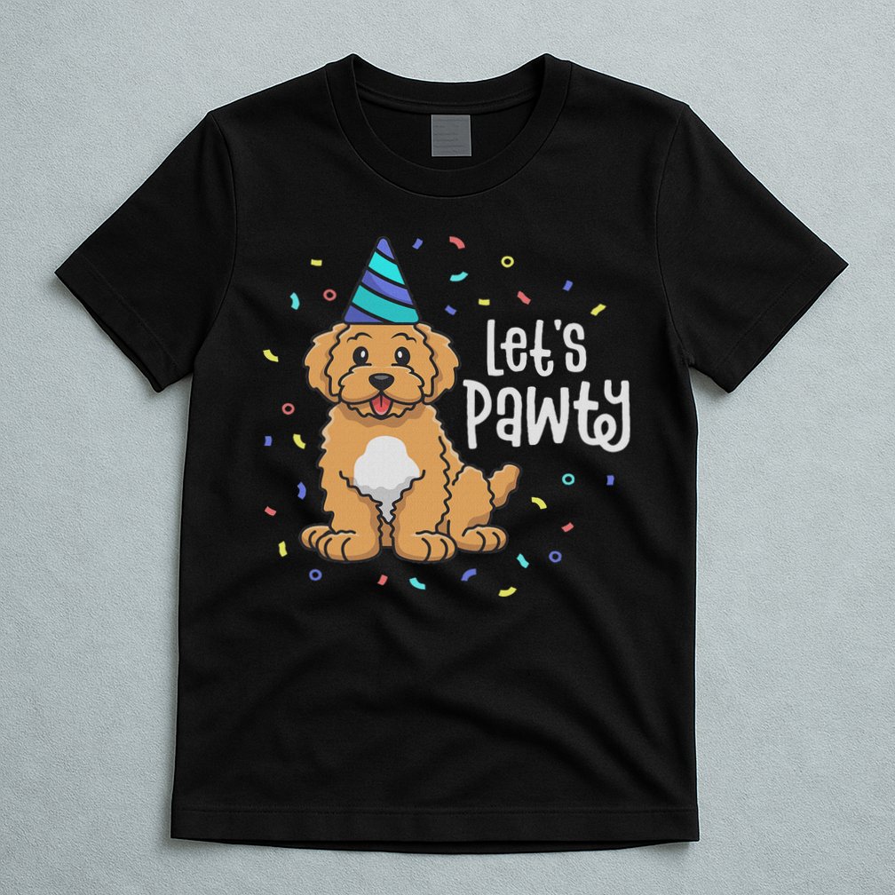 Lets Pawty Goldendoodle Dog Themed Birthday Party Outfit T-Shirt