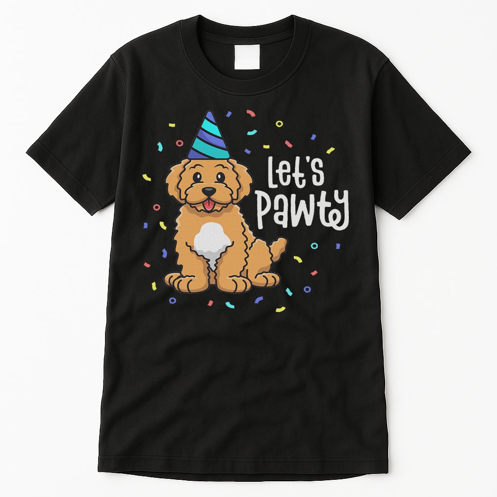 Lets Pawty Goldendoodle Dog Themed Birthday Party Outfit Tall T-Shirt