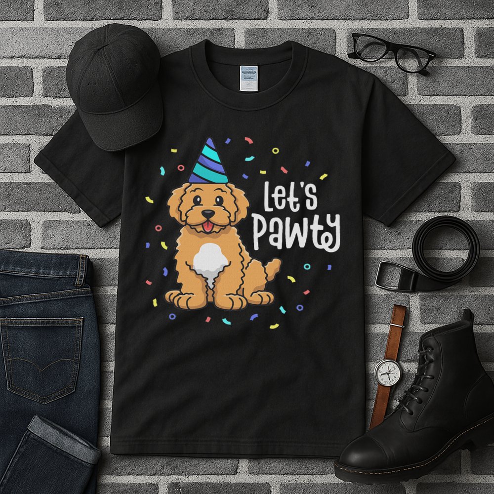 Lets Pawty Goldendoodle Dog Themed Birthday Party Outfit Tall T-Shirt