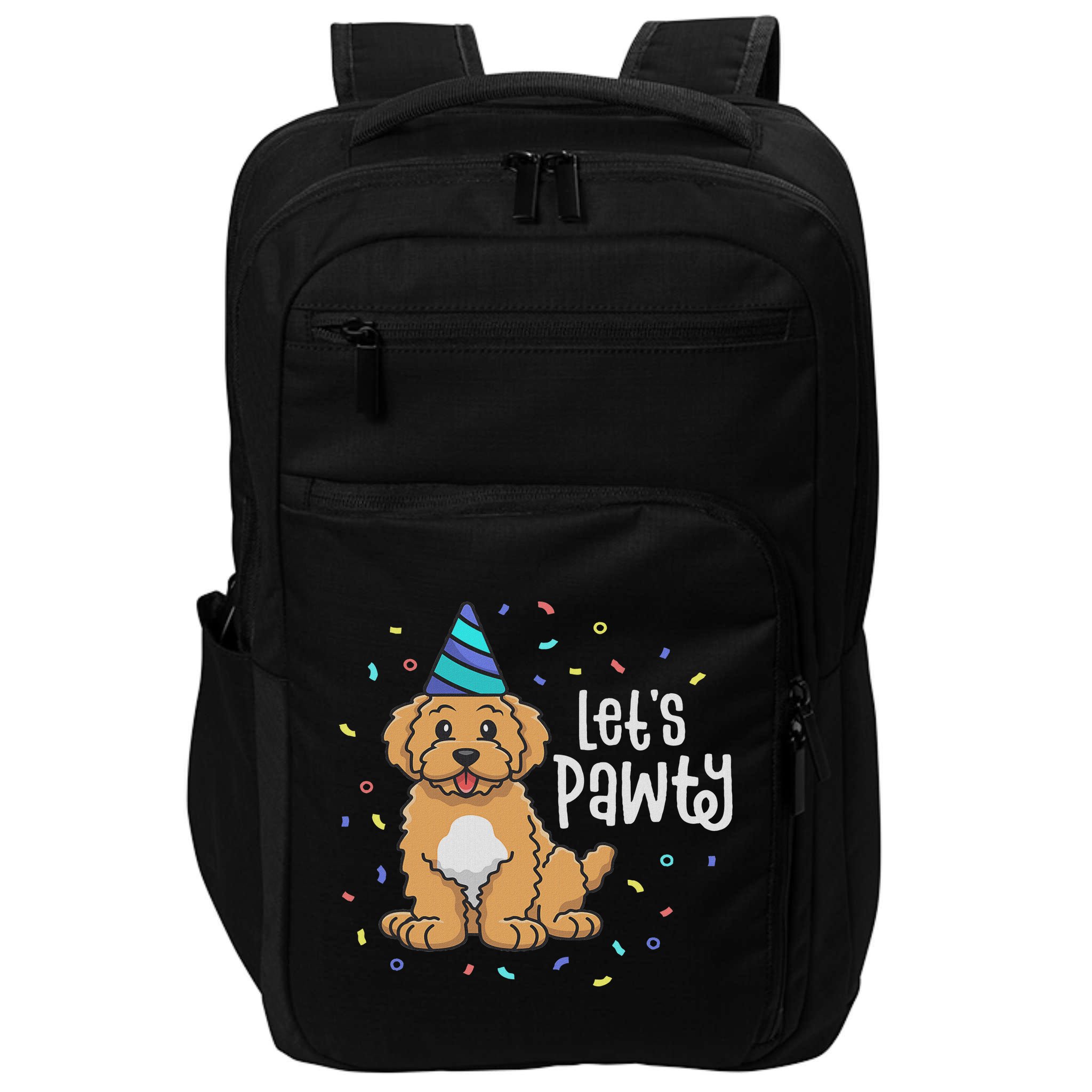 Lets Pawty Goldendoodle Dog Themed Birthday Party Outfit Impact Tech Backpack