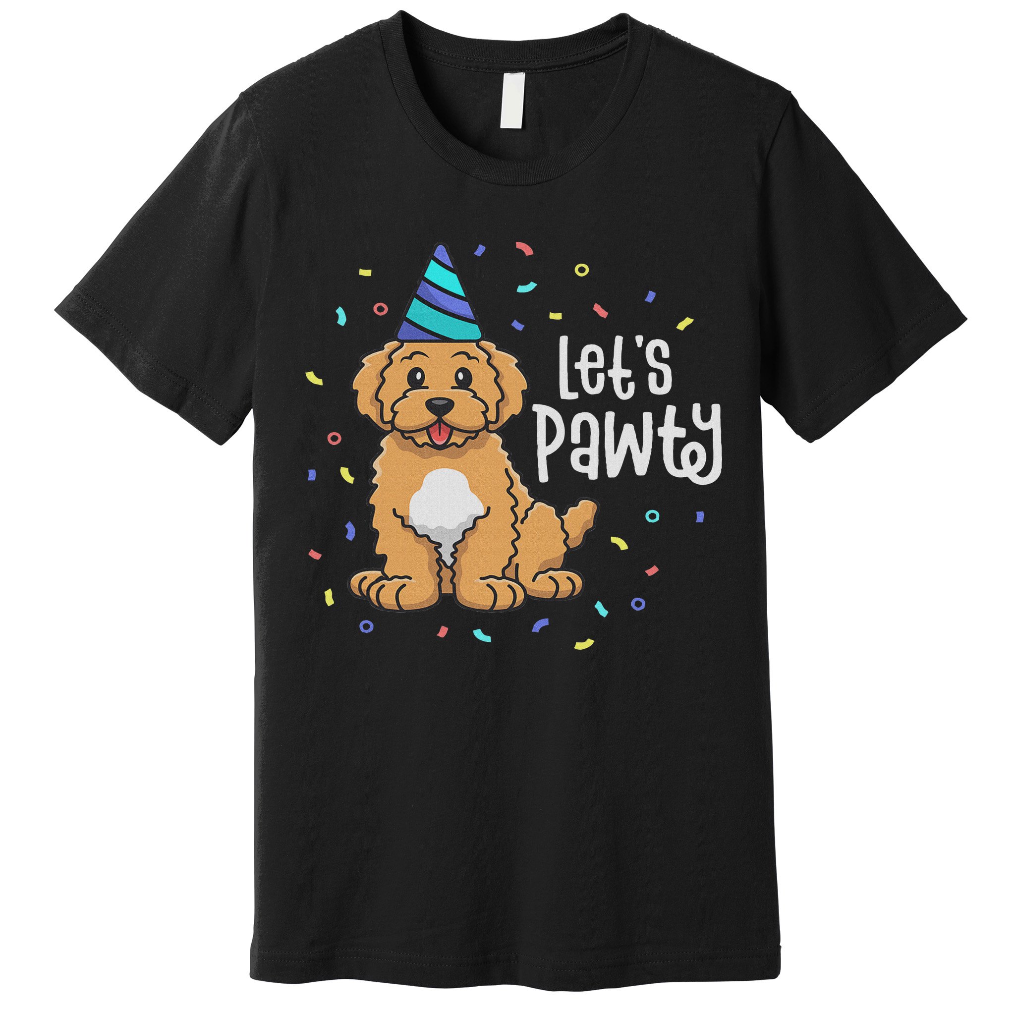 Lets Pawty Goldendoodle Dog Themed Birthday Party Outfit Premium T-Shirt