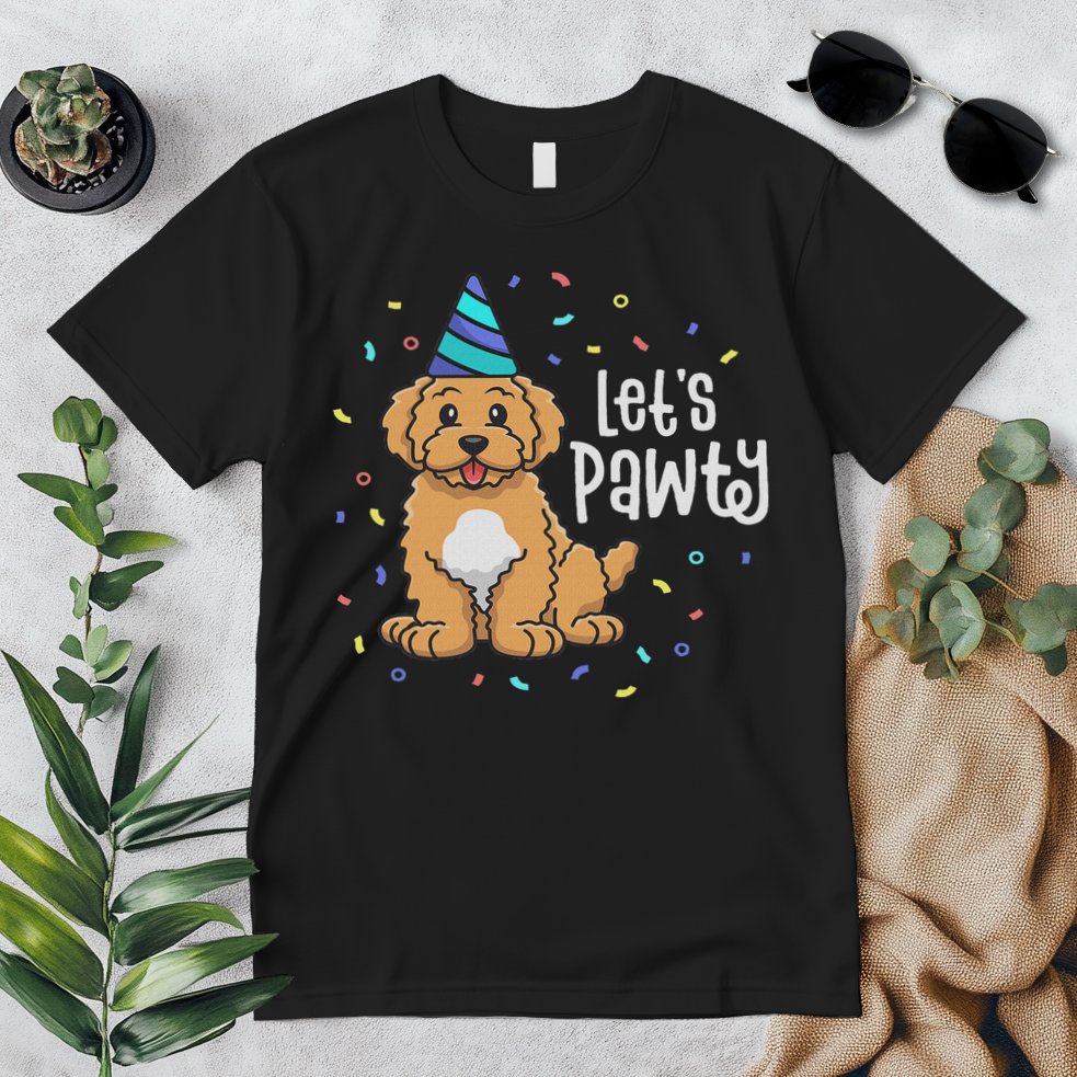 Lets Pawty Goldendoodle Dog Themed Birthday Party Outfit Premium T-Shirt