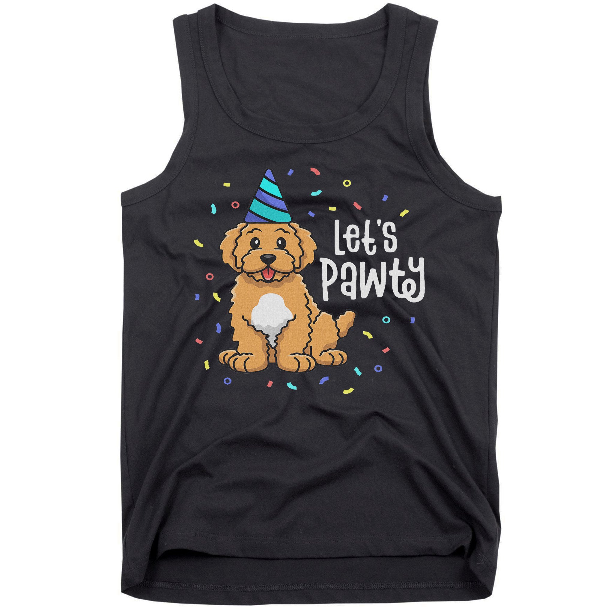 Lets Pawty Goldendoodle Dog Themed Birthday Party Outfit Tank Top