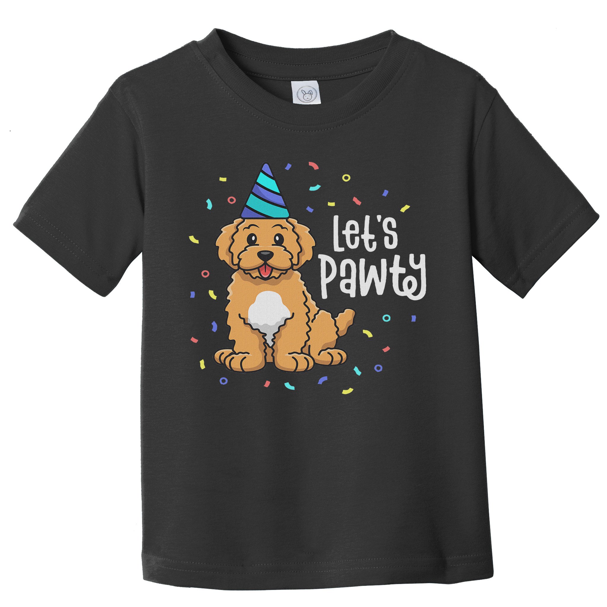 Lets Pawty Goldendoodle Dog Themed Birthday Party Outfit Toddler T-Shirt