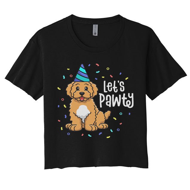 Lets Pawty Goldendoodle Dog Themed Birthday Party Outfit Women's Crop Top Tee
