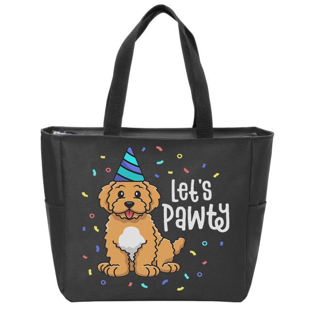 Lets Pawty Goldendoodle Dog Themed Birthday Party Outfit Zip Tote Bag