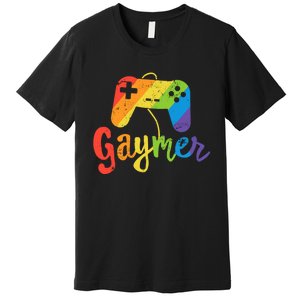 Lgbt Pride Gay Gamer Rainbow Flag Gift Premium T-Shirt