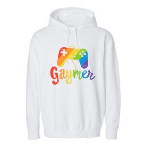 Lgbt Pride Gay Gamer Rainbow Flag Gift Garment-Dyed Fleece Hoodie