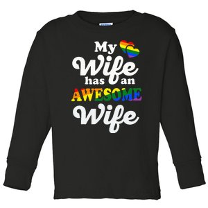 LGBTQ Pride Gay Couple Funny Wedding Lesbian Couples Wife Toddler Long Sleeve Shirt