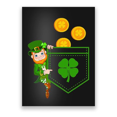 Leprechaun Pocket green St Patricks Day Irish Poster