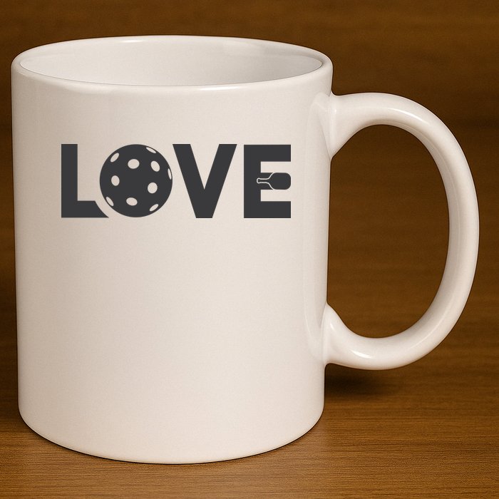 Love Pickleball Gift For Pickle Ball Player 11oz C Handle Ceramic Mug