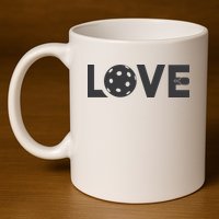 Love Pickleball Gift For Pickle Ball Player 11oz C Handle Ceramic Mug
