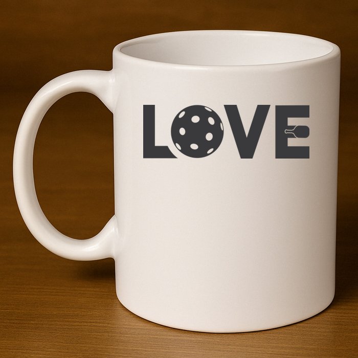 Love Pickleball Gift For Pickle Ball Player 11oz C Handle Ceramic Mug