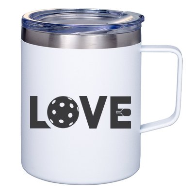 Love Pickleball Gift For Pickle Ball Player 12oz Stainless Steel Coffee Mug