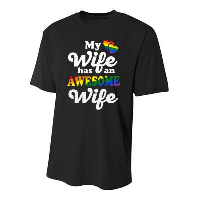 LGBTQ Pride Gay Couple Funny Wedding Lesbian Couples Wife Youth Performance Sprint T-Shirt