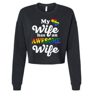 LGBTQ Pride Gay Couple Funny Wedding Lesbian Couples Wife Cropped Pullover Crew