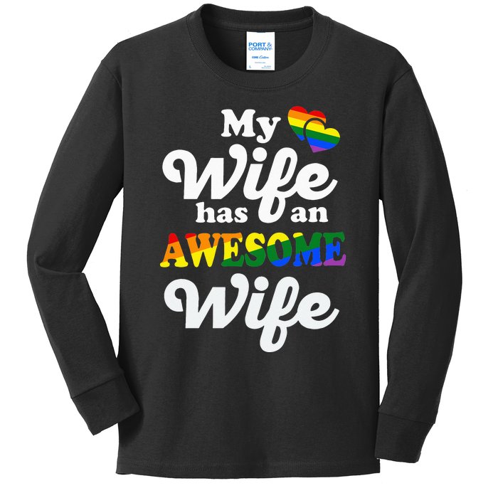 LGBTQ Pride Gay Couple Funny Wedding Lesbian Couples Wife Kids Long Sleeve Shirt