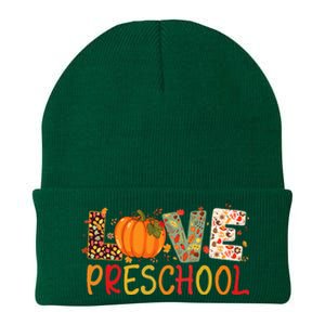 Love Preschool Happy Fall Thanksgiving Women Teacher Knit Cap Winter Beanie