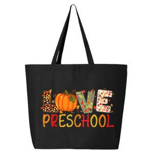 Love Preschool Happy Fall Thanksgiving Women Teacher 25L Jumbo Tote