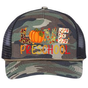 Love Preschool Happy Fall Thanksgiving Women Teacher Retro Rope Trucker Hat Cap