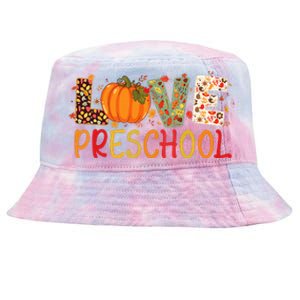 Love Preschool Happy Fall Thanksgiving Women Teacher Tie-Dyed Bucket Hat