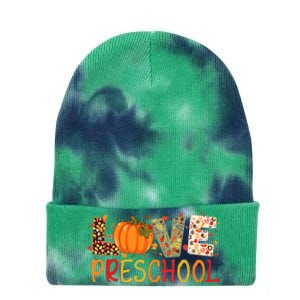 Love Preschool Happy Fall Thanksgiving Women Teacher Tie Dye 12in Knit Beanie