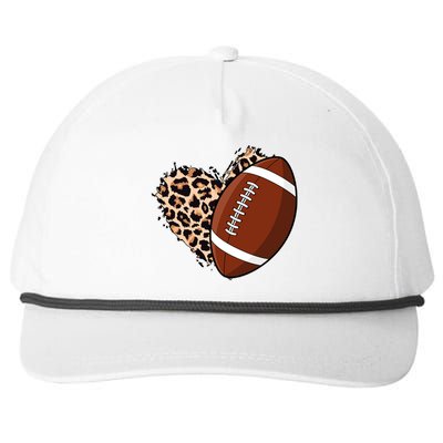 Leopard Print Heart Love Football Fan Snapback Five-Panel Rope Hat