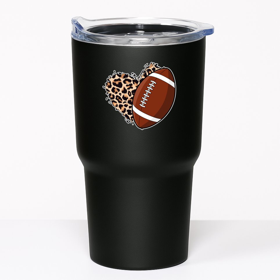 Leopard Print Heart Love Football Fan Tumbler
