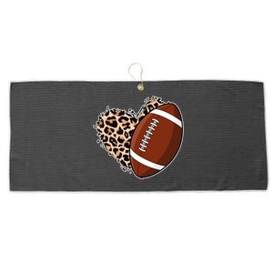 Leopard Print Heart Love Football Fan Large Microfiber Waffle Golf Towel