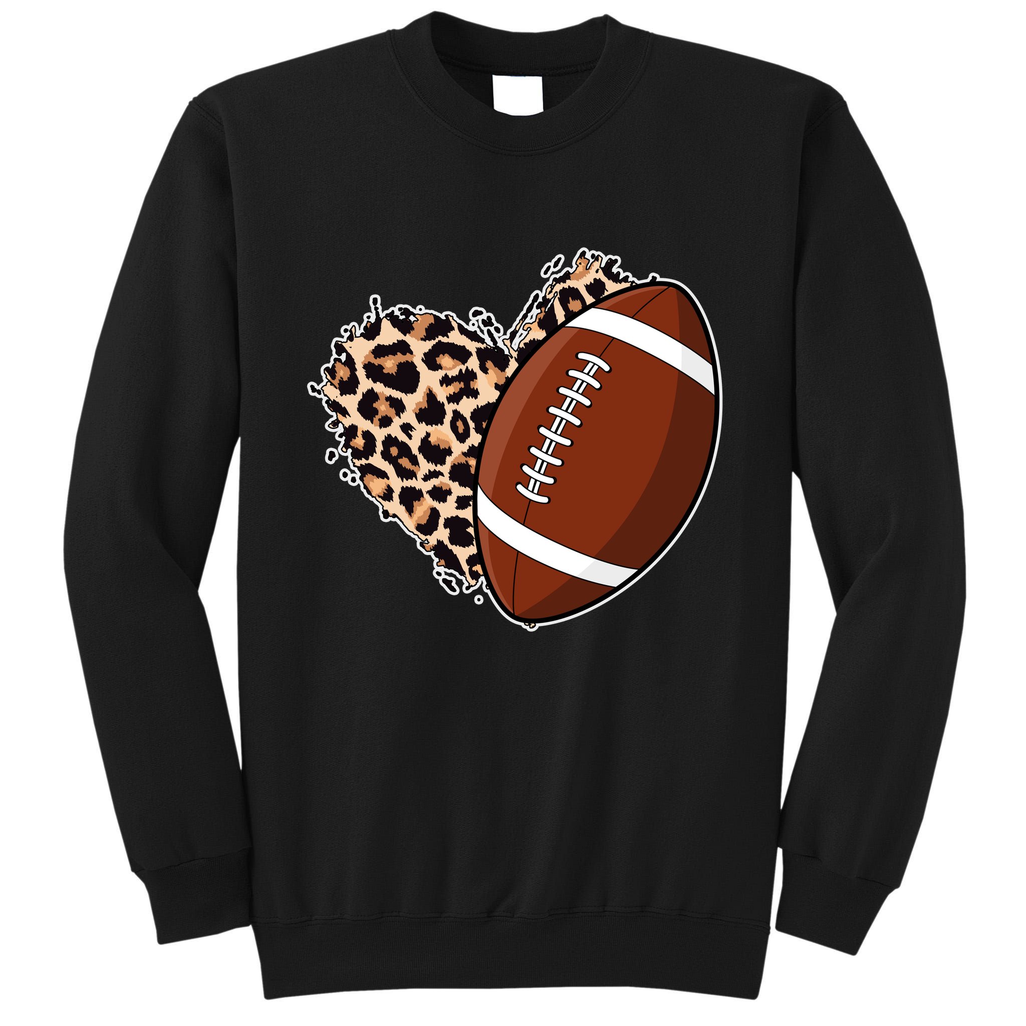 Leopard Print Heart Love Football Fan Tall Sweatshirt