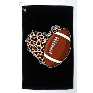 Leopard Print Heart Love Football Fan Platinum Collection Golf Towel