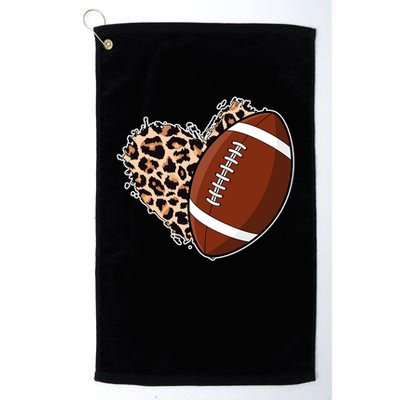 Leopard Print Heart Love Football Fan Golf Towel