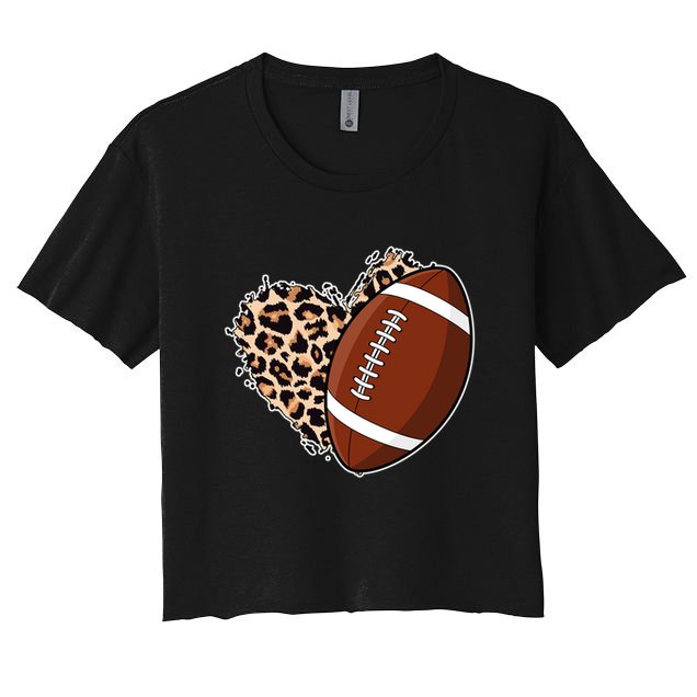 Leopard Print Heart Love Football Fan Crop Top