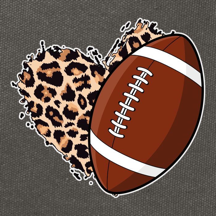 Leopard Print Heart Love Football Fan Cotton Canvas Backpack