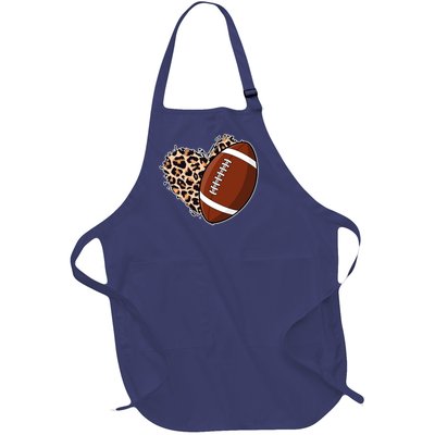 Leopard Print Heart Love Football Fan Full-Length Apron With Pockets