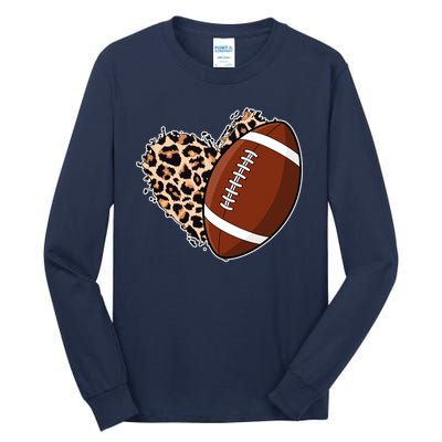 Leopard Print Heart Love Football Fan Tall Long Sleeve T-Shirt