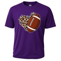Leopard Print Heart Love Football Fan Cooling Performance Crew T-Shirt