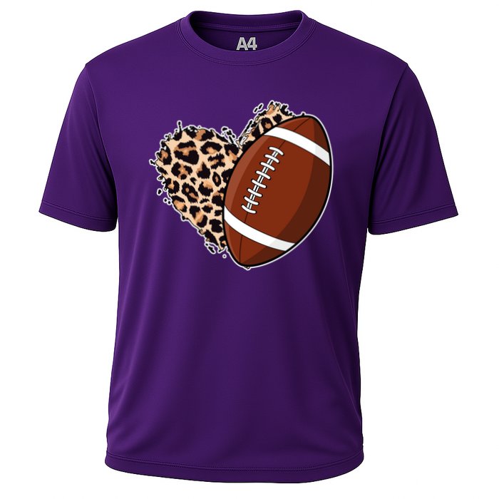 Leopard Print Heart Love Football Fan Cooling Performance Crew T-Shirt