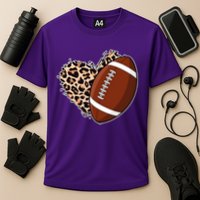 Leopard Print Heart Love Football Fan Cooling Performance Crew T-Shirt