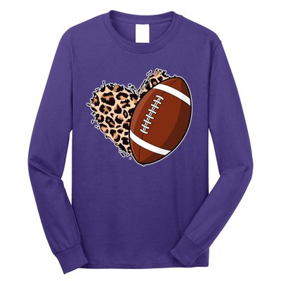 Leopard Print Heart Love Football Fan Long Sleeve Shirt