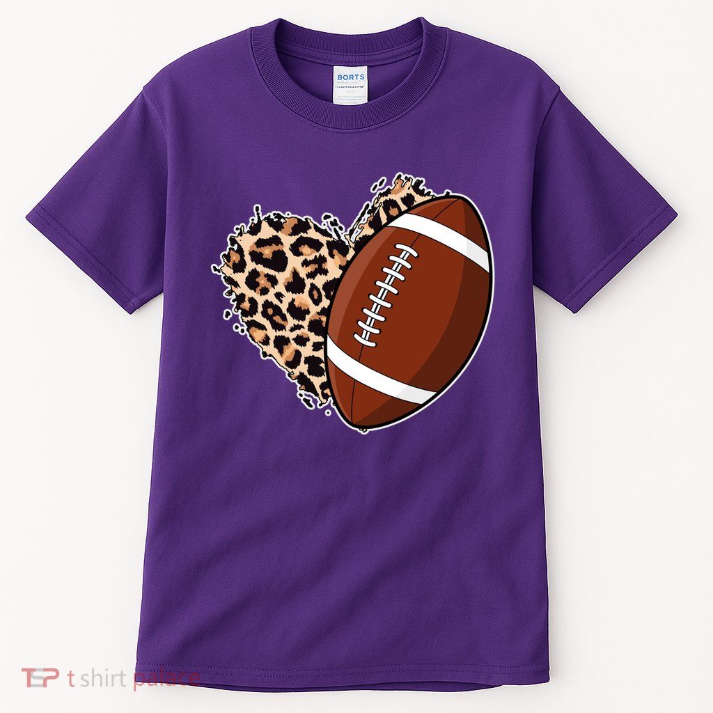 Leopard Print Heart Love Football Fan Tall T-Shirt