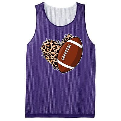 Leopard Print Heart Love Football Fan Mesh Reversible Basketball Jersey Tank