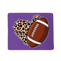 Leopard Print Heart Love Football Fan Mousepad