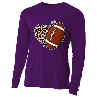 Leopard Print Heart Love Football Fan Cooling Performance Long Sleeve Crew