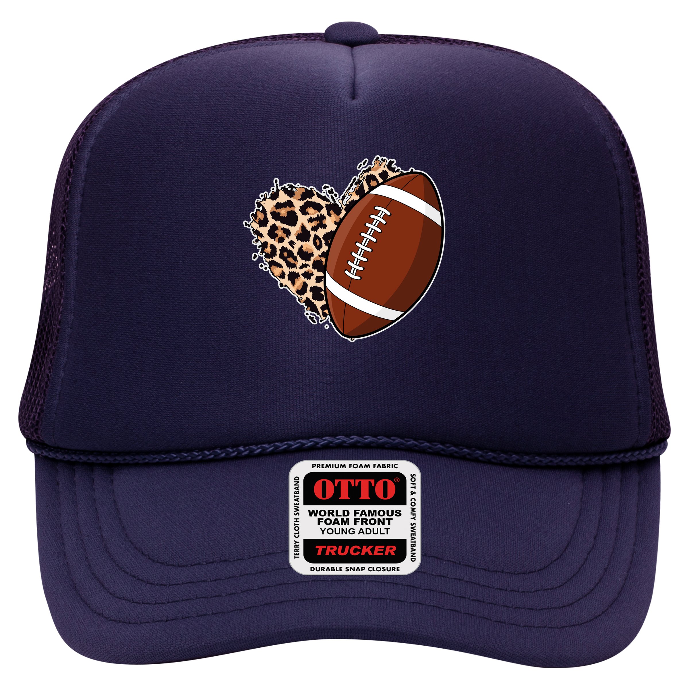 Leopard Print Heart Love Football Fan Hat