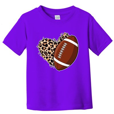Leopard Print Heart Love Football Fan Toddler T-Shirt